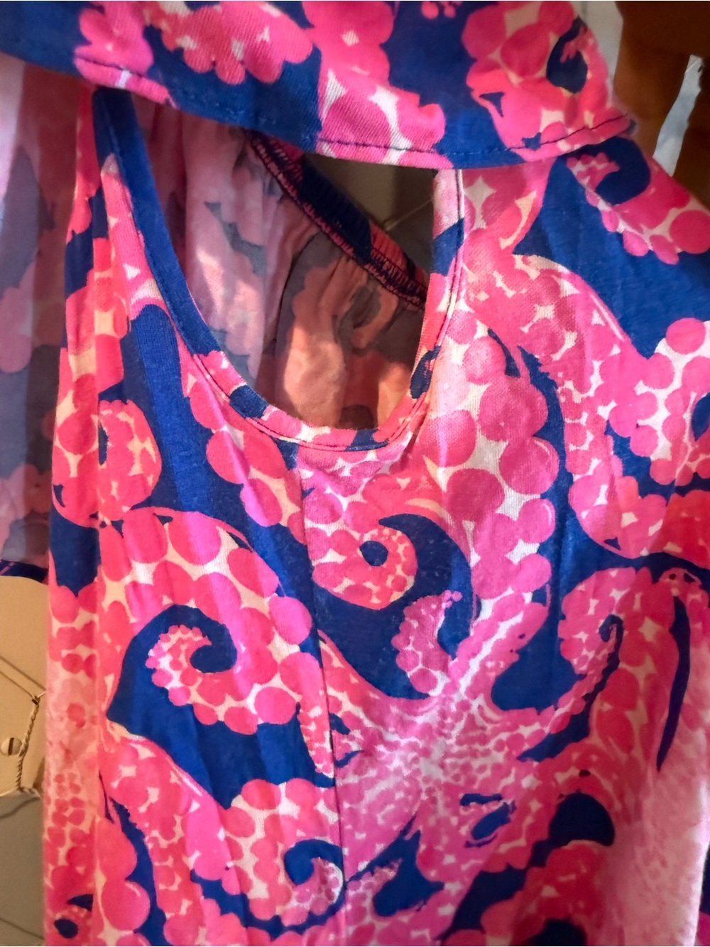 Lilly Pulitzer Pink and Navy Off-Shoulder Top - Picture 3 of 3